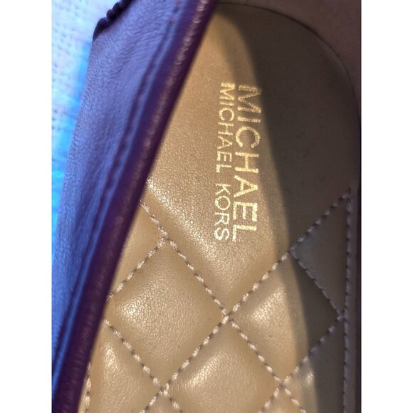 Michael Kors Burgundy Leather Flats With MK Logo Quilted Insole Rubber Sole 10M - Picture 3 of 8